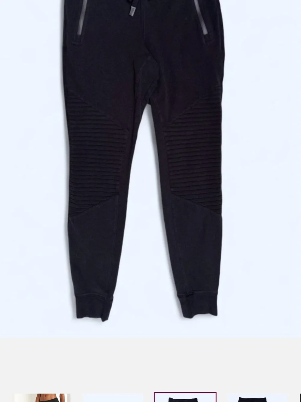 ALO Yoga Black Ribbed Moto Joggers
